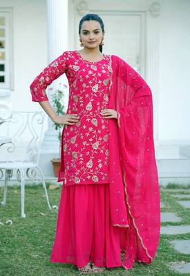 Pink Colour Embroidered Georgette Party Wear SALWAR SUIT SET 1