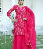 Pink Colour Embroidered Georgette Party Wear SALWAR SUIT SET