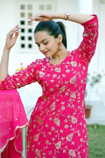 Pink Colour Embroidered Georgette Party Wear SALWAR SUIT SET