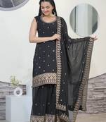 BLACK GEORGETT PARTY WEAR SALWAR SUIT