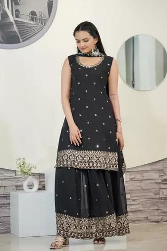 BLACK GEORGETT PARTY WEAR SALWAR SUIT