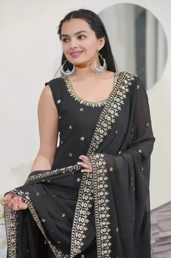 BLACK GEORGETT PARTY WEAR SALWAR SUIT
