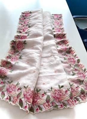 White Color Embroidery Designer Saree 5