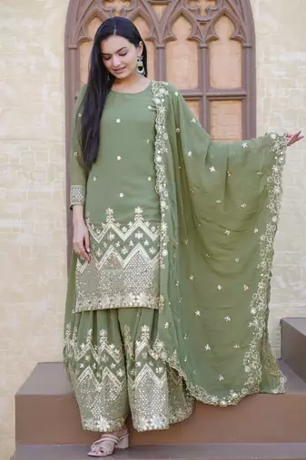 MAHENDI Georgette EMBROIDERY PARTY WEAR SUIT SET