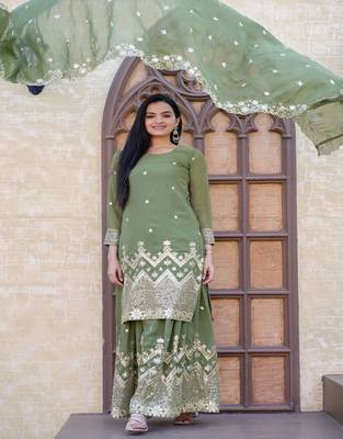 MAHENDI Georgette EMBROIDERY PARTY WEAR SUIT SET 4