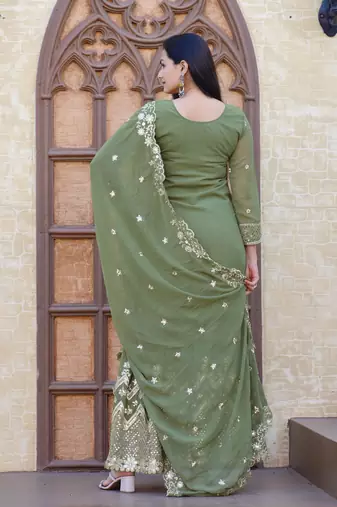 MAHENDI Georgette EMBROIDERY PARTY WEAR SUIT SET