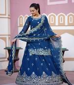 Navy Blue FUX Georgette  with emboidery work Slwar suits 
