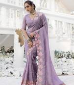 Light-Purple Embroidery Designer Saree