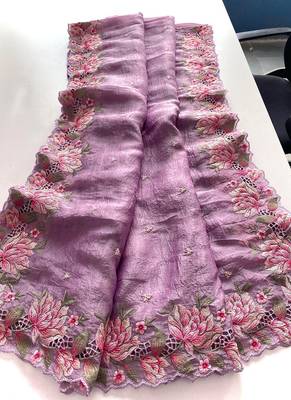 Light-Purple Embroidery Designer Saree 5