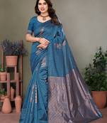 Rama green litchi art silk banarasi silk saree