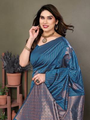 Rama green litchi art silk banarasi silk saree 5