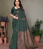 Dark green litchi art silk banarasi silk saree