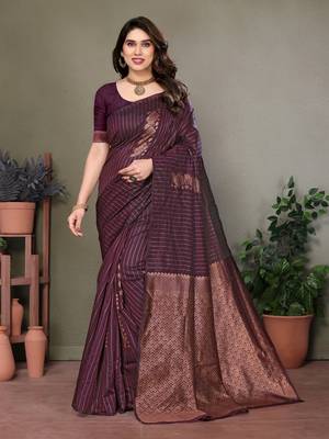 Wine litchi art silk banarasi silk saree 1