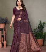Wine litchi art silk banarasi silk saree