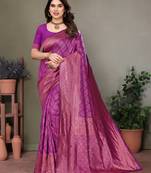Purple litchi art silk banarasi silk saree