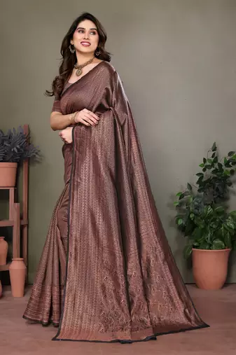 Black litchi art silk banarasi silk saree