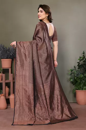 Black litchi art silk banarasi silk saree