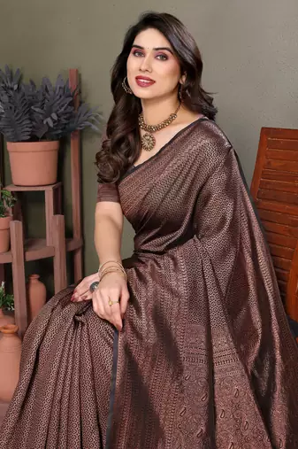 Black litchi art silk banarasi silk saree