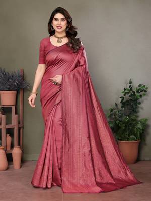 Maroon litchi art silk banarasi silk saree 1
