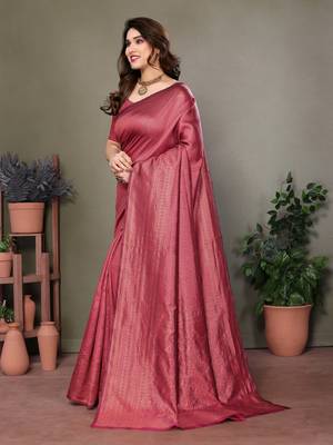 Maroon litchi art silk banarasi silk saree 2