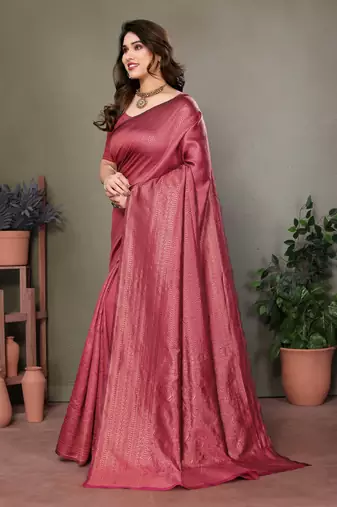 Maroon litchi art silk banarasi silk saree