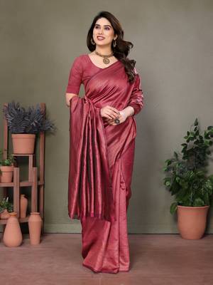 Maroon litchi art silk banarasi silk saree 4
