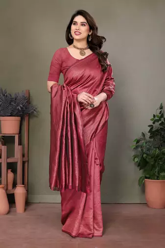 Maroon litchi art silk banarasi silk saree