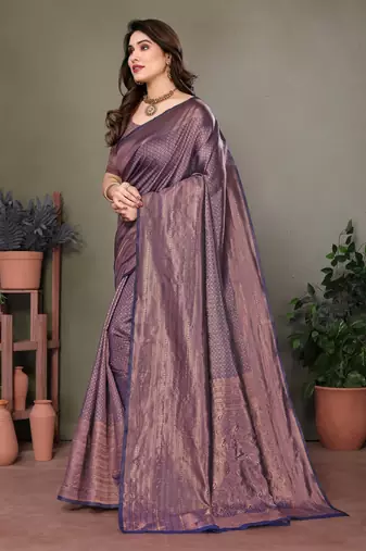 Navy blue litchi art silk banarasi silk saree