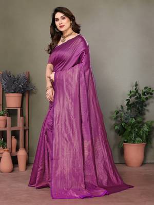 Purple litchi art silk banarasi silk saree 2