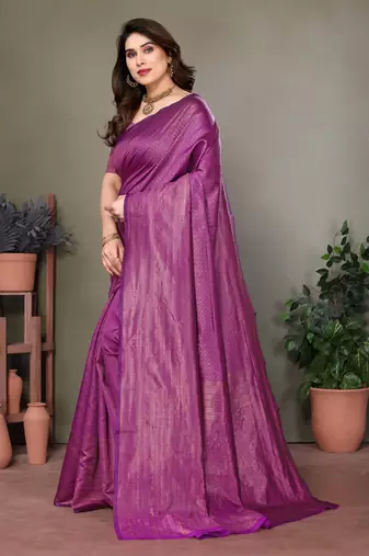 Purple litchi art silk banarasi silk saree