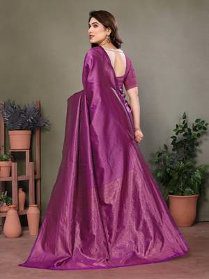 Purple litchi art silk banarasi silk saree 3