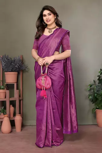 Purple litchi art silk banarasi silk saree