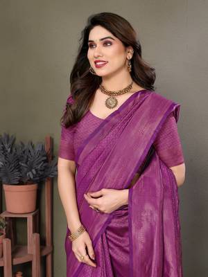 Purple litchi art silk banarasi silk saree 5