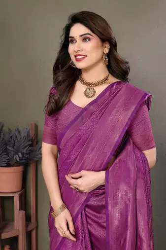 Purple litchi art silk banarasi silk saree