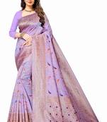 Lavender soft litchi art silk saree