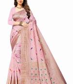 Pink soft litchi art silk saree