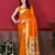 Orange soft litchi art silk paithani saree