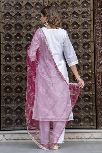 Women's chanderi silk kurta set with dupatta