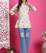 White pure cotton jaipuri printed traditional tunic