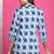 Teal blue & white pure cotton jaipuri printed traditional tunic