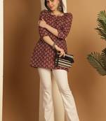 Wine cotton foil printed traditional tunic