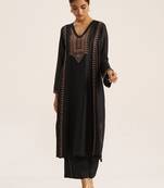 Black chanderi banjara embroidery co-ord set