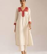 Ivory and maroon chanderi banjara embroidery co-ord set