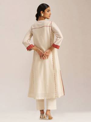 Ivory and maroon chanderi banjara embroidery co-ord set 3