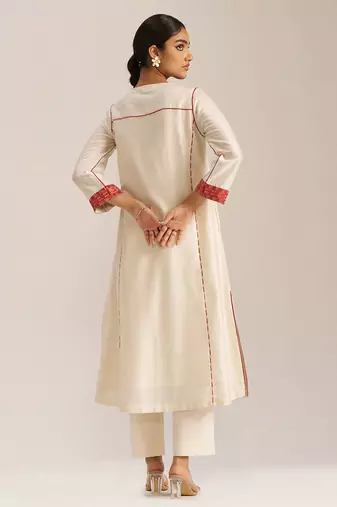 Ivory and maroon chanderi banjara embroidery co-ord set