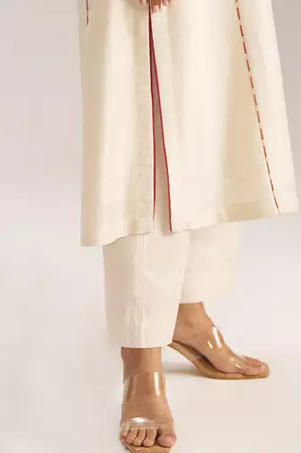 Ivory and maroon chanderi banjara embroidery co-ord set