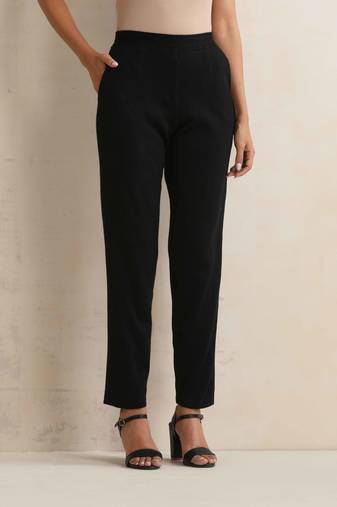 black woollen pants
