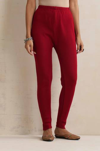 maroon woollen leggings