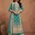 Teal green embroidered silk semi stitched salwar suit