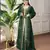 Dark Green color Handmade Moroccan Kaftan with hijjab